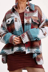 Aztec Print Flannel Shacket Jacket Women
